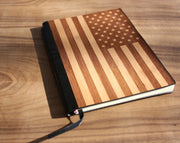 Handcrafted American Flag 5" x 7" Wood Journal / Planner in Mahogany