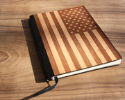 Handcrafted American Flag 5" x 7" Wood Journal / Planner in Mahogany